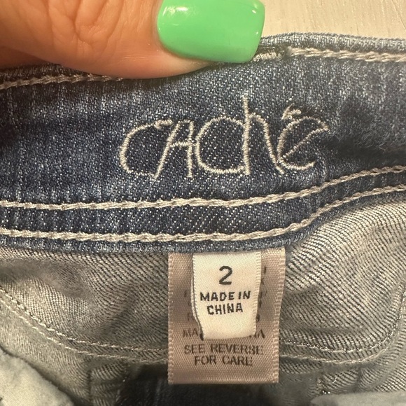 Cache Bootcut Jeans Size 2 Dark Wash Embellished Back Pockets Mid Rise - Picture 5 of 10